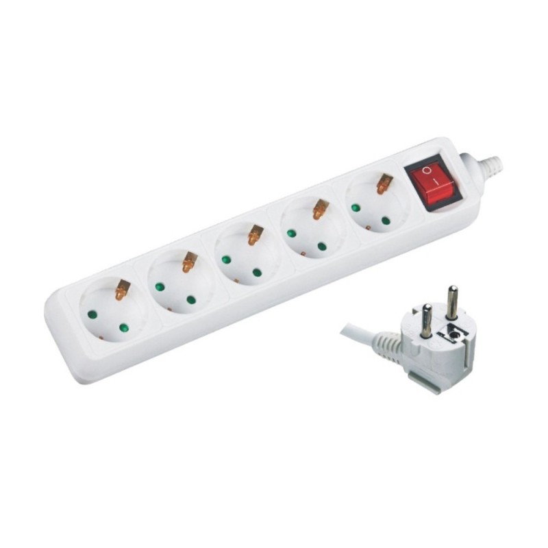 Prelungitor Electric cu Intrerupator, 5 Prize, Sectiune Cablu 3 x 1.5mm2, Lungime 5 m, Well