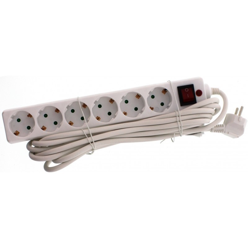 Prelungitor Electric cu Protectie La Supratensiune, 6 Prize Schuko, Lungime 5 m, Well