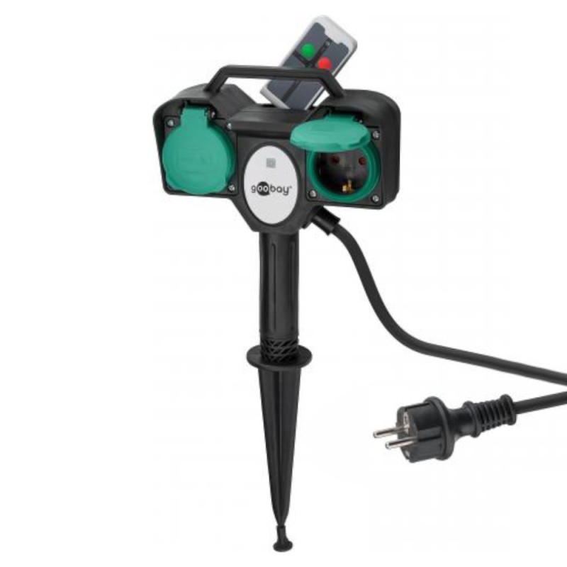 Prelungitor pentru Gradina cu 2 Prize si Telecomanda 2 m, Goobay