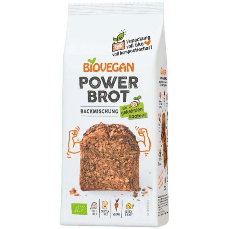 Premix Bio pentru Paine Power, fara Gluten, 350 g, Biovegan