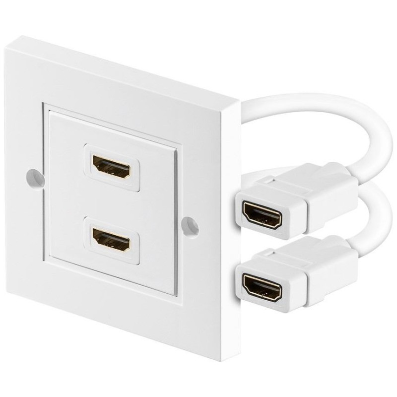 Priza de Perete 2 x HDMI, Alb, Goobay