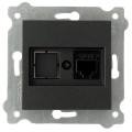 Priza pentru Internet Incastrata Exen, Cat 6 Negru