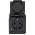 Priza Simpla Neagra cu Capac Hermes, 16 A/250, IP44