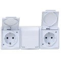 Priza Tripla Alba cu Capac Hermes, 16 A/250, IP44