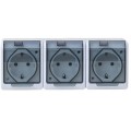 Priza Tripla cu Capac Transparent Hermes, 16 A/250, IP44