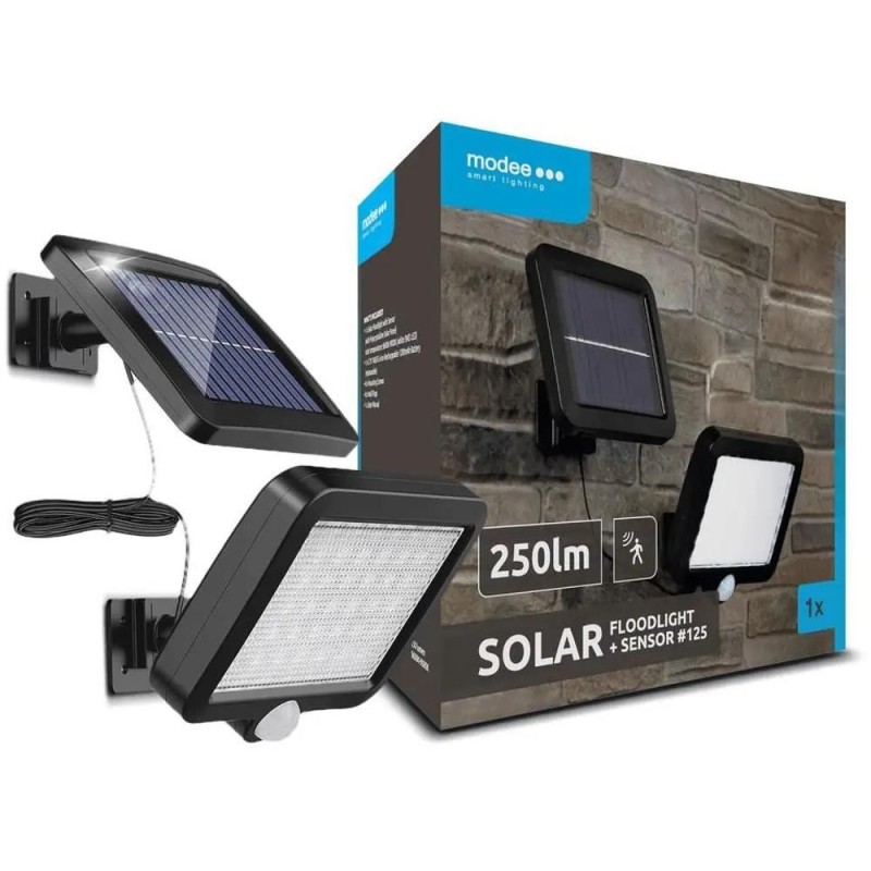 Proiector Solar cu Senzor de Miscare, Panou Solar, 250 lm, Lumina Rece, Modee