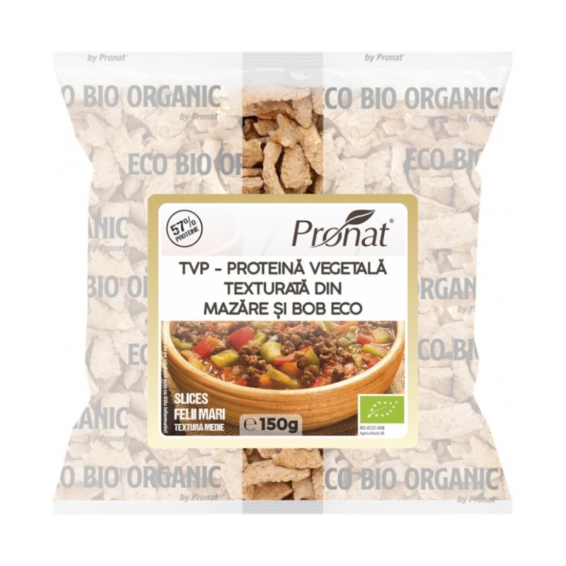Proteina Vegetala Texturata din Mazare si Bob Bio, Felii Mari, 150 g