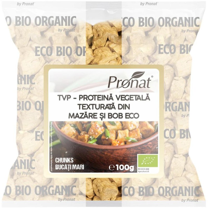 Proteina Vegetala Texturata din Mazare si Bob Bio, TVP, Bucati Mari, 100 g