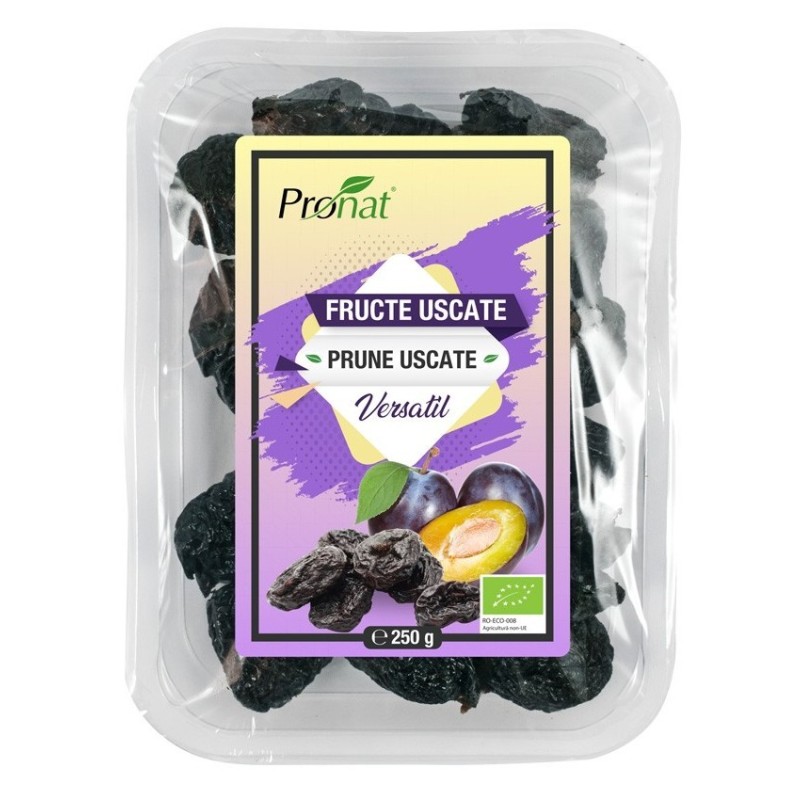 Prune BIO Uscate, fara Samburi, 250 g, Pronat