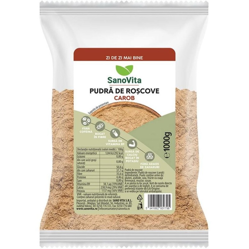 Pudra de Roscove, Carob, Sanovita, 1 kg