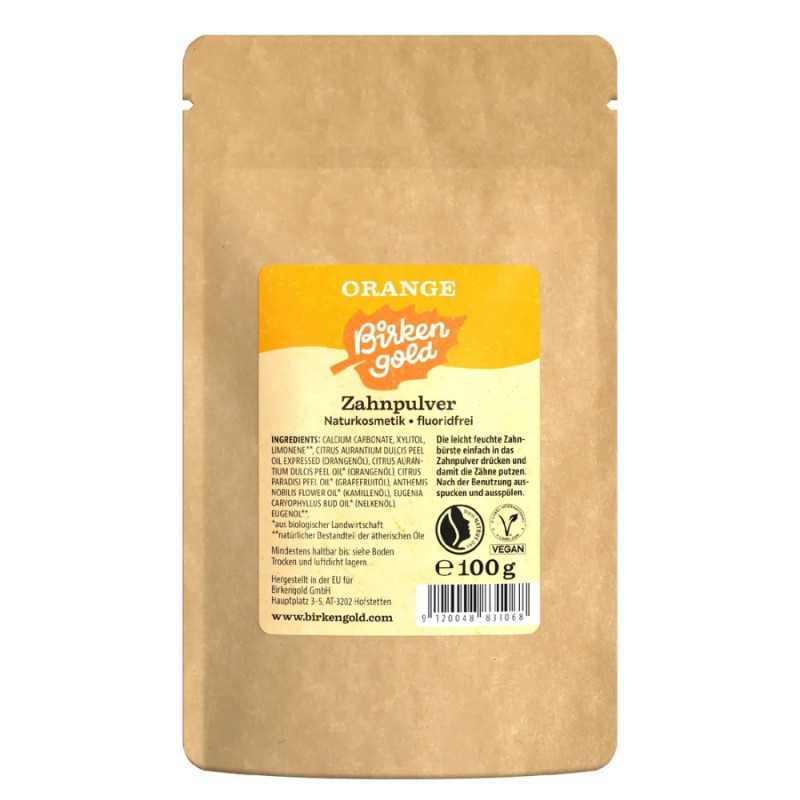 Pulbere pentru Dantura cu Portocale si Xylitol, Birkengold, 100 g