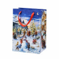 Punga Cadou Standard, Mare, Diverse Culori, Motive Craciun, 26.5 x 33.5 x 13 cm