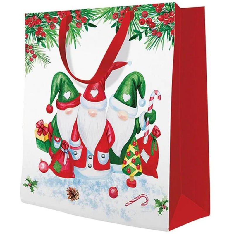 Punga Cadou Standard, Mare, Motive Craciun, Multicolor, 26.5 x 33.5 x 13 cm