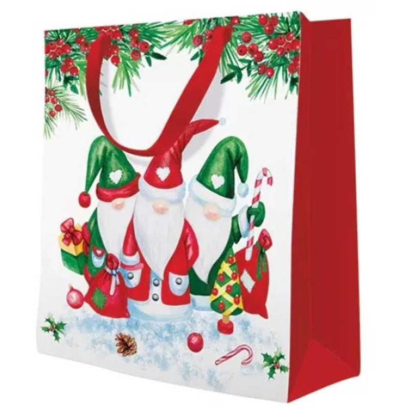 Punga Cadou Standard, Medie, Motive Craciun, Diverse Culori, 20 x 25 x 10 cm