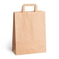 Punga din Hartie cu Maner Plat, Natur, 25 x 14 x 30 cm, 250 Bucati