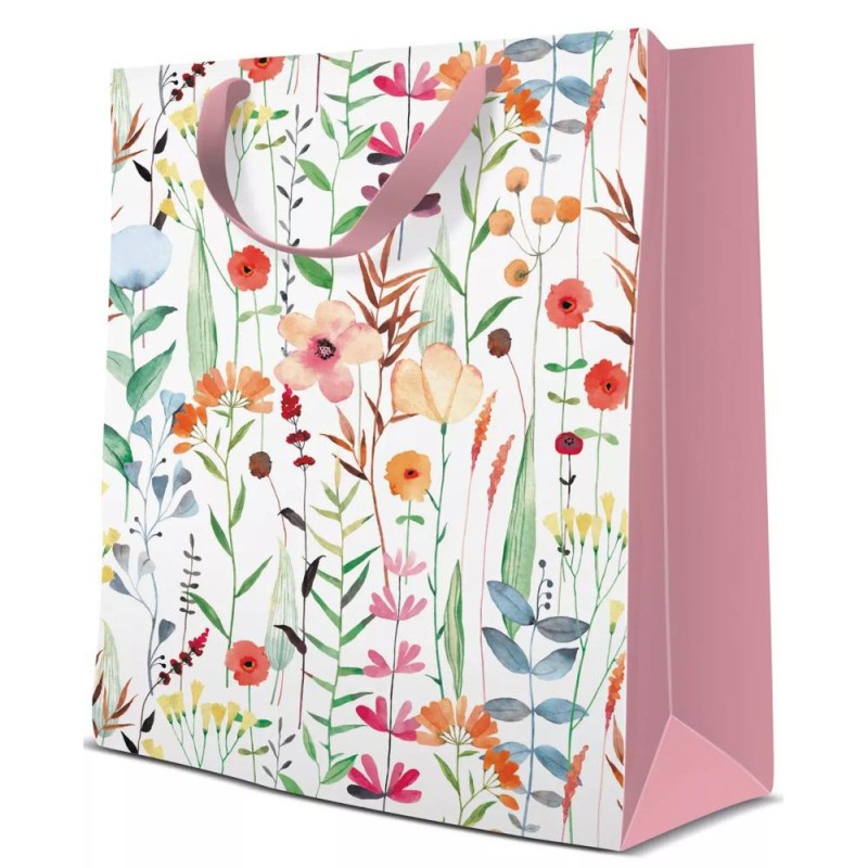 Pungi Cadou Medii, Watercolor Flowers, 20 x 25 x 10 cm, Perfecto