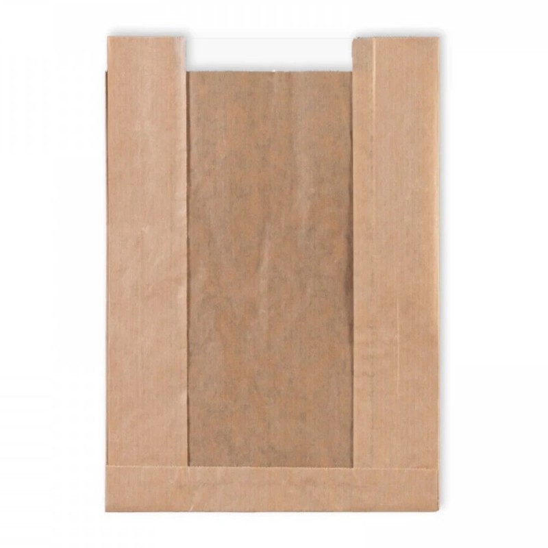 Pungi din Hartie cu Fereastra, Biodegradabila, pentru Paine, 23 x 4 x 33 cm, 1000 Bucati