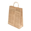 Pungi din Hartie cu Maner Sfoara, Model Ziar, 25 x 10 x 30 cm, 100 Bucati