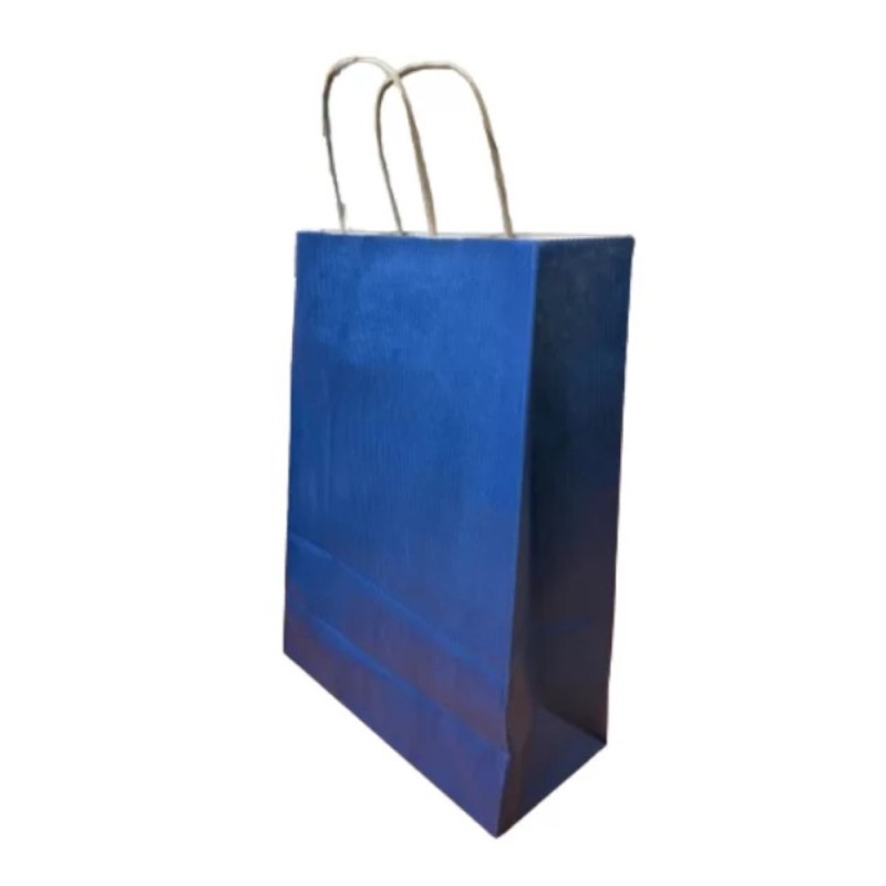 Pungi din Hartie cu Manere, Albastru Inchis, Interior Alb, 32 x 12 x 41 cm, 100 Bucati