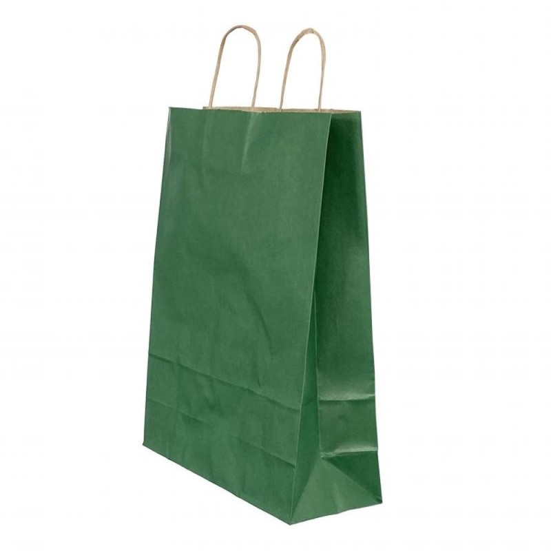 Pungi Natur Colorate Verde Inchis, 20 x 9 x 25 cm, 100 Bucati