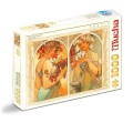 Puzzle 1000 Piese, Alphonse Mucha – Fructe si Flori, D-toys