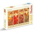 Puzzle 1000 Piese, Alphonse Mucha – Pietre Pretioase, D-toys