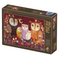 Puzzle 1000 Piese D-Toys, Familie de Bufnite de Kurti Andrea