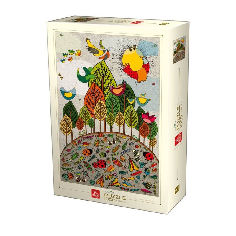 Puzzle 1000 Piese, Deico, Natura - Pasari si Insecte