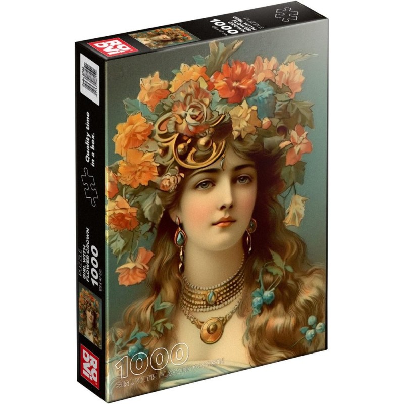 Puzzle 1000 Piese, Fata si Coroana de Flori, D-toys
