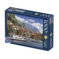 Puzzle 1000 Piese, Italia - Lacul Como, D-toys