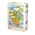 Puzzle 1000 Piese pentru Adulti, Deico, Cartoon Harta Americii de Nord