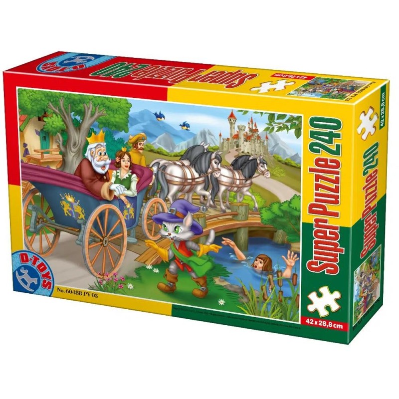 Puzzle 240 Piese, Motanul Incaltat, D-toys