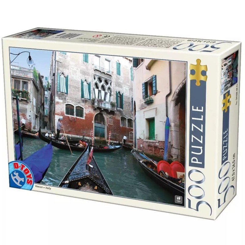 Puzzle 500 Piese, Italia - Gondole din Venetia, D-toys