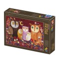Puzzle Adulti, Kurti Andrea: Familia de Bufnite, 1000 Piese, D-toys