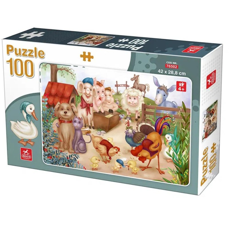 Puzzle Copii, 100 de Piese, Animale Domestice, + 4 ani, Deico