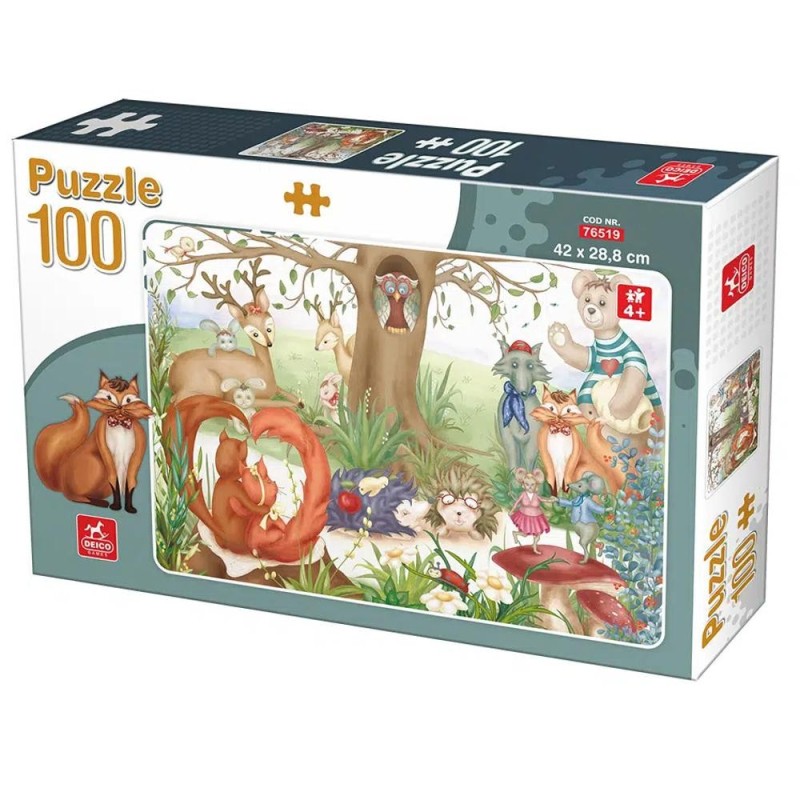 Puzzle Copii, 100 de Piese, Animale Salbatice, + 4 ani, Deico