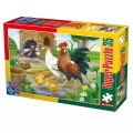 Puzzle Copii, 35 Piese, Pasari de Curte, D-toys