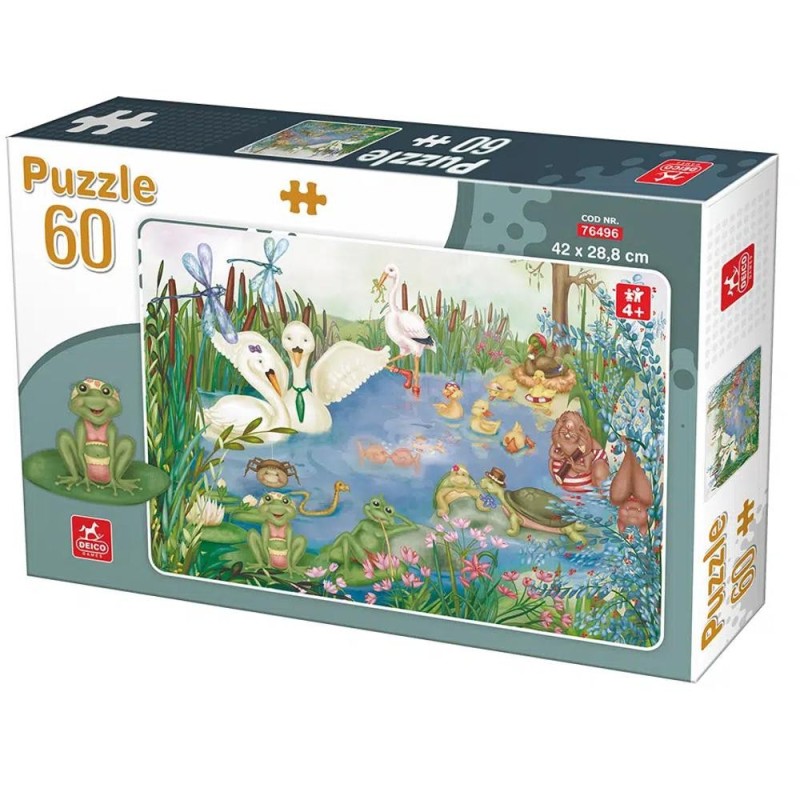 Puzzle Copii 60 Piese, Animale pe Lac, Deico