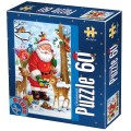 Puzzle Copii 60 Piese, Mos Craciun si Caprioare, D-toys