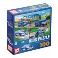 Puzzle Copii, Masini de Politie, 100 Piese, Roovi