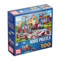 Puzzle Copii, Masini de Pompieri, 100 Piese, Roovi