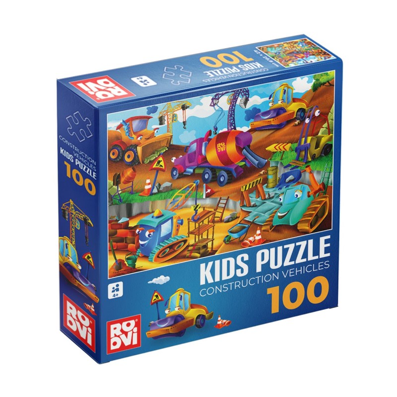 Puzzle Copii, Utilaje de Constructii, 100 Piese, Roovi