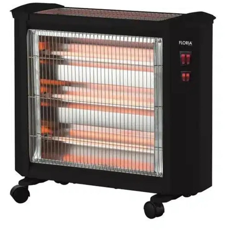 Radiator cu 4 Rezistente, Quartz, Putere 1600 W, Termostat Reglabil, Negru, Floria