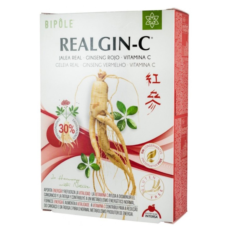 Realgin C Laptisor de Matca Bipole cu Ginseng Rosu si Vitamina C, 20 Fiole