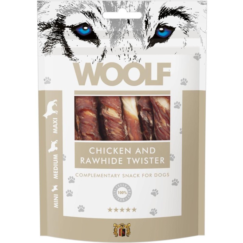 Recompense Caini Woolf, Spirala cu Pui si Piele Bruta 100 g