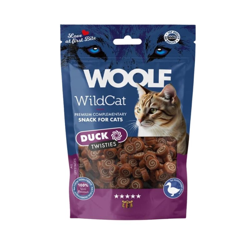 Recompense Pisici Woolf, WildCat Twisties cu Rata 50 g