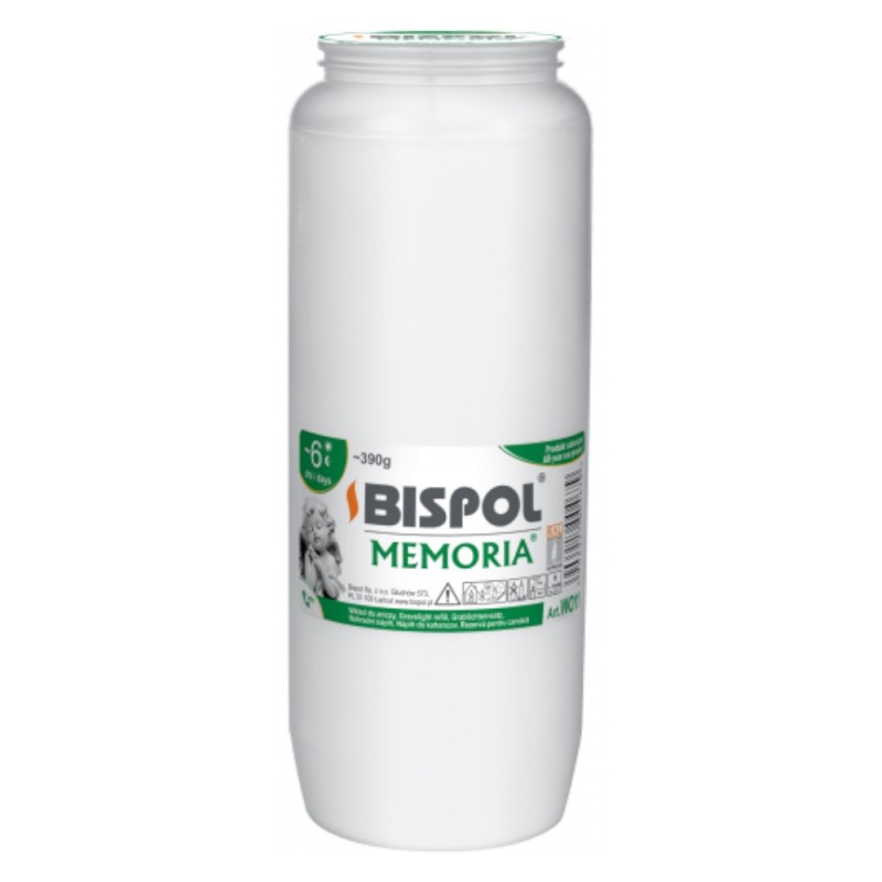 Rezerva Candela Bispol cu Ulei, Alba, Inaltime 17.5 cm, Ardere 115 Ore