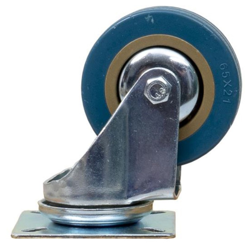 Roata Pivotanta pentru Mobila, 2.5 inch, Rola de Cauciuc, Albastru