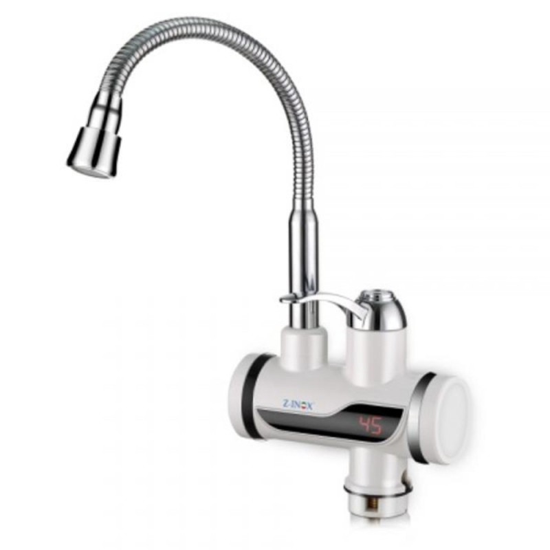 Robinet Electric Bucatarie, Alb, Inox, Incalzire Instanta, Putere 3000W