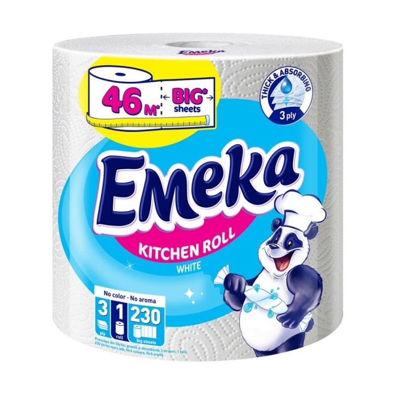 Rola de Bucatarie Emeka White Jumbo, 1 Rola, 3 Straturi, 46 m